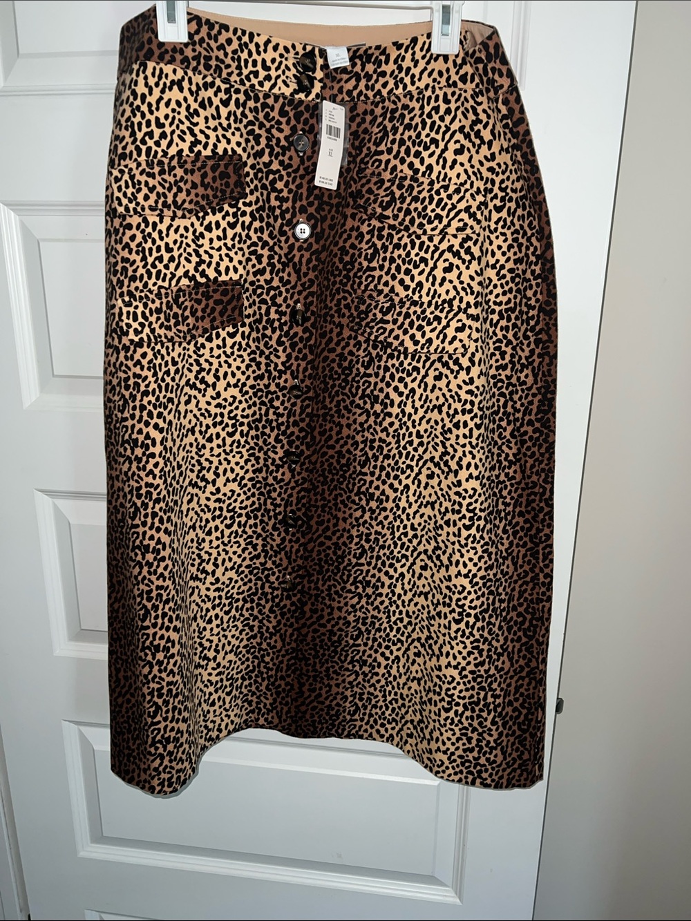Anthropologie Leopard-Print Midi Skirt in Brown and Black XL